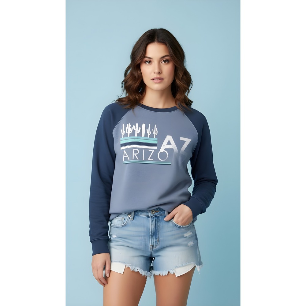 Salt Creek Sweatshirt Arizona Cactus Print Raglan Long Sleeve Crew Neck